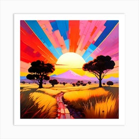 Sunset In The Savannah 1 Art Print