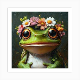 Frog With Flowers 5 Poster