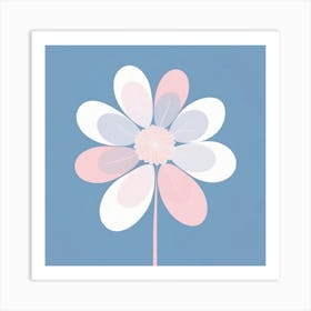 A White And Pink Flower In Minimalist Style Square Composition 75 Art Print