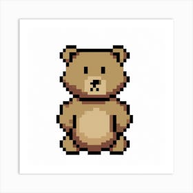 Pixel Brown Bear Art Print