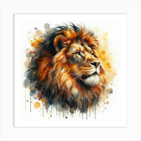 Lion Painting in water color Art Print