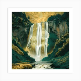 Golden Waterfall Art Print