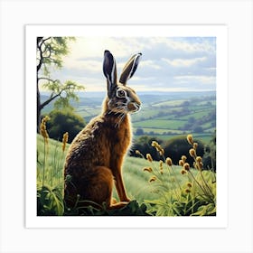 Hare In Countryside 1 Art Print