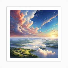 Clouds Over A Village Art Print