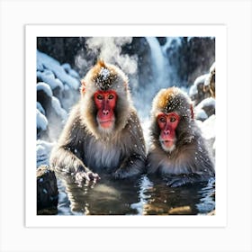 Snow Monkeys In The Snow Art Print