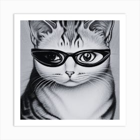 Cat With Glasses2 Art Print