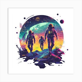 Astronauts In Space.Generated AI. Wall Art Print Art Print