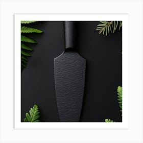 Black Knife On Black Background Art Print