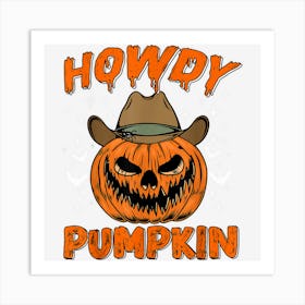 Retro Howdy Pumpkin Fall Autumn Western Halloween Art Print