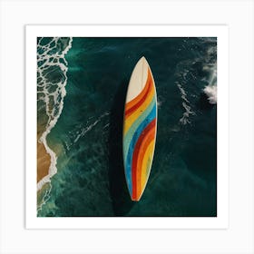 Rainbow Surfboard Art Print