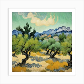 Olive Trees With The Alpilles In The Background, Vincent Van Gogh Art Print 1 Art Print