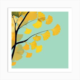 ginkgo yellow Autumn Leaves Art Print