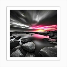 Sunset Over Rocks 1 Art Print