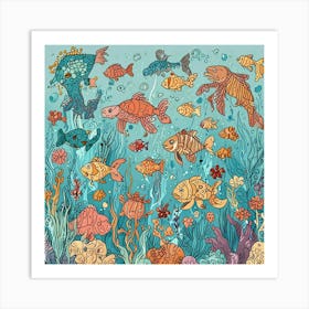 Fishes Under The Sea Art Print