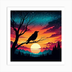 Sunset Crow Art Print