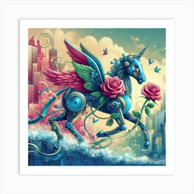 Unicorn With Roses 1 Art Print