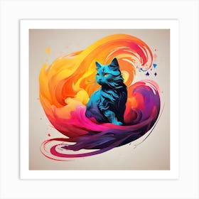 Abstract Cat Painting 2 Art Print