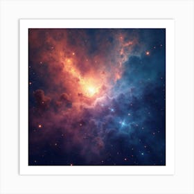 Watercolor Nebula With Glowing Interstellar Hues 1 Art Print