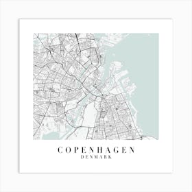 Copenhagen Denmark Street Map Minimal Color Square Art Print