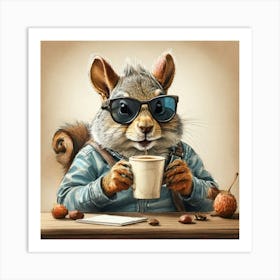 Squirrel With A Cup Of Coffee 4 Art Print