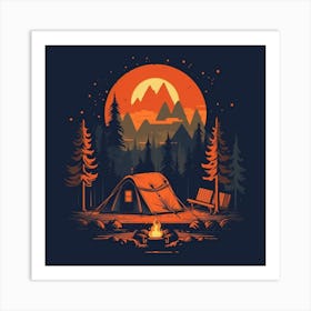 Campfire At Sunset Art Print