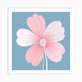 A White And Pink Flower In Minimalist Style Square Composition 267 Art Print