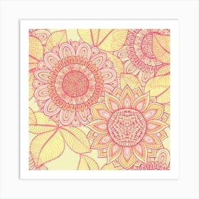 Hand Drawn Floral Mandala 02 Art Print