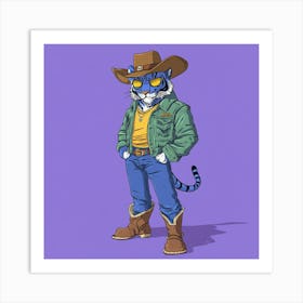 Creatai 24830 A Cartoon Style Anthropomorphic Blue Tiger Stan 479a426d Fa5b 4ede 868f 35577341282f 3 Art Print