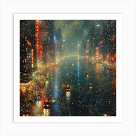 Night In Hong Kong Art Print