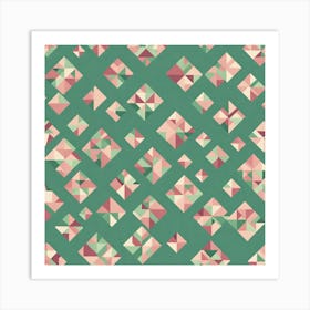 A Vintage Pattern Featuring Polygons With Varying Side Lengths Shapes With Edges, Flat Art, 138 Art Print