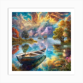 Boat On The Lake Art Print