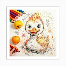 Duck In Flames Art Print