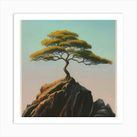 Pine Tree On A Rock Art Print