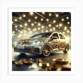 Gold Volkswagen Golf Gti Art Print