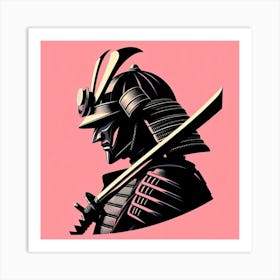 Samurai Japan Armor Fighter Pink Art Print