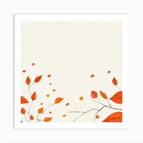 Autumn Artwork Showcasing Minimalist Design Featuring An Inventive Spread Of Leaves And Berries Sca (4) Art Print