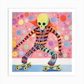 Skeleton Skateboarder Art Print