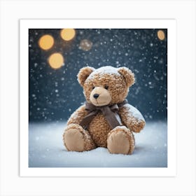 Teddy Bear In The Snow 1 Art Print