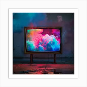 Tv With Smoke Art Print