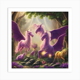 Unicorns In The Forest Art Print