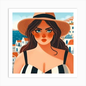 Beautiful Girl In A Hat Art Print