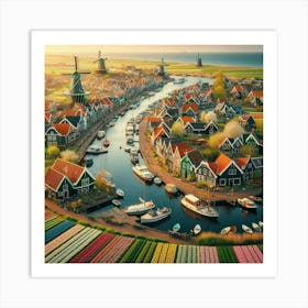 Tulip Village In The Netherlands 1 Art Print