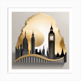 London Skyline slate monochromatic Art Print