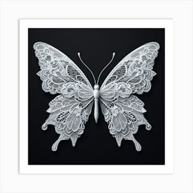 White Lace Butterfly IV Art Print