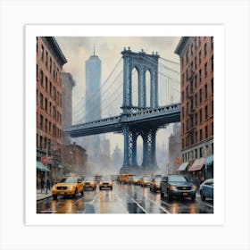 Beautiful View of Brooklyn Bridge Art Print