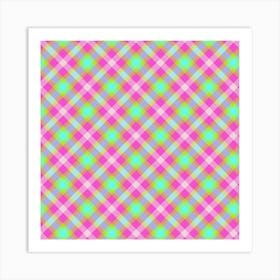 Pink And Blue Gingham Art Print