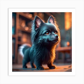 Black Pomeranian Dog Art Print