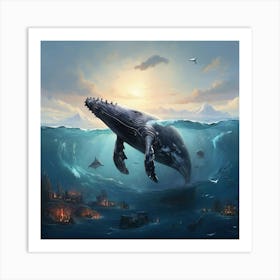 Whale In The Sea Art Print