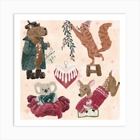 Christmas Animals - Furry friends Art Print