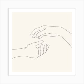 Two Hands Reaching For Each Other Art Print